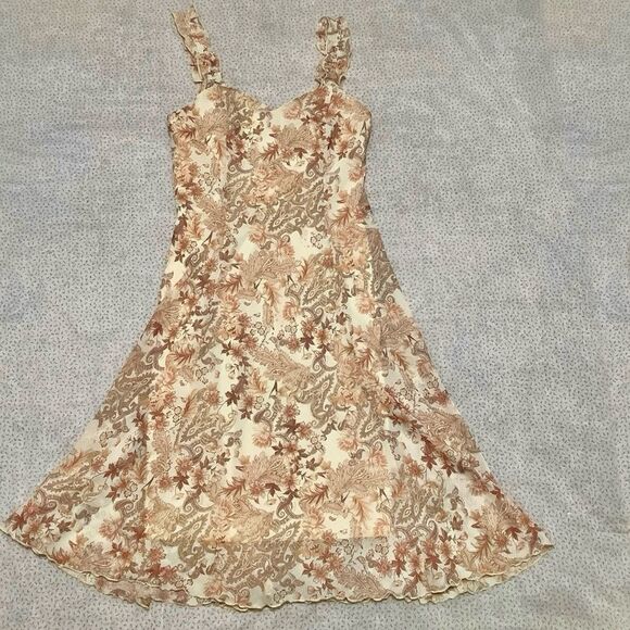 Connected Apparel Y2K Style Apricot Paisley Bohemian Fairycore Dress Size 10 - Picture 2 of 11